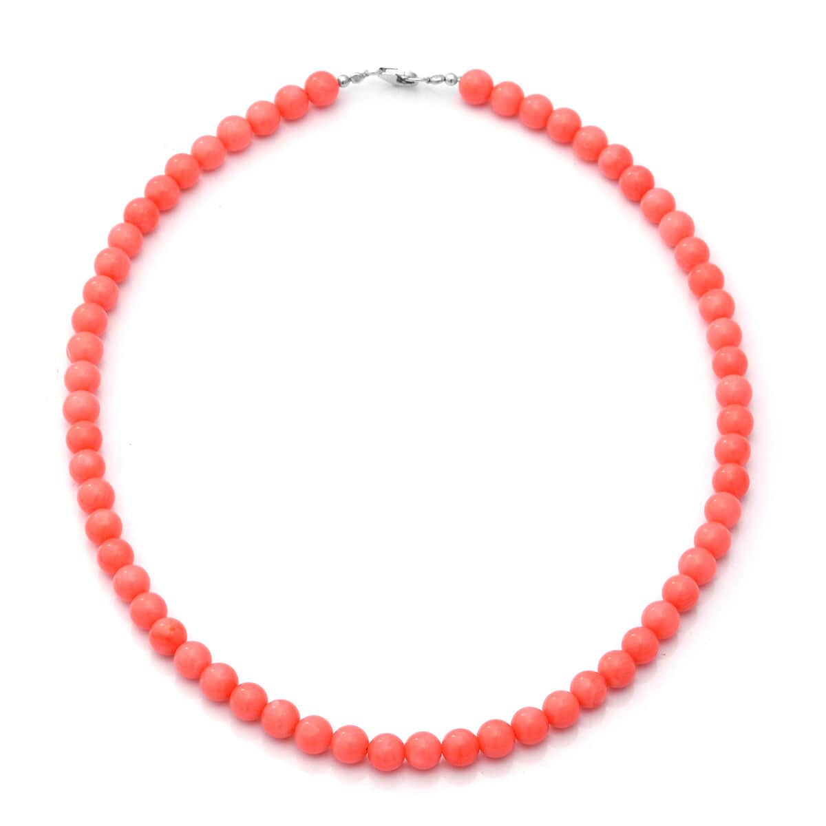 Enhanced Pink Coral Bead Necklace 18 Inches in Sterling Silver image number 0
