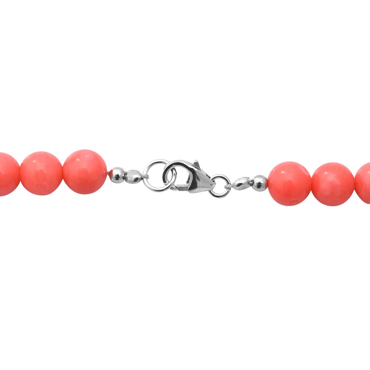 Enhanced Pink Coral Bead Necklace 18 Inches in Sterling Silver image number 3