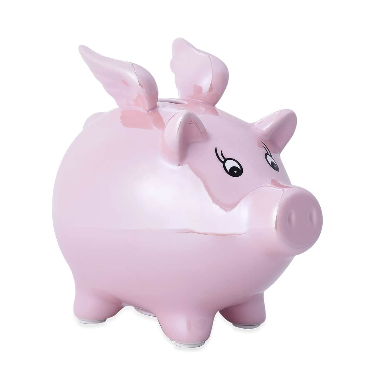 Pink Ceramic Flying Pig Money Bank (3.5x7) image number 1