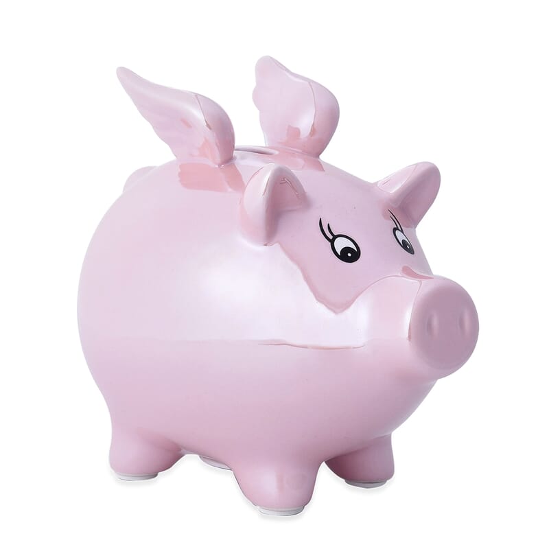 Pink Ceramic Flying Pig Money Bank, Flying Pig Piggy Bank, First Coin Bank, Best Birthday for Kids, Boys Girls Home Decoration