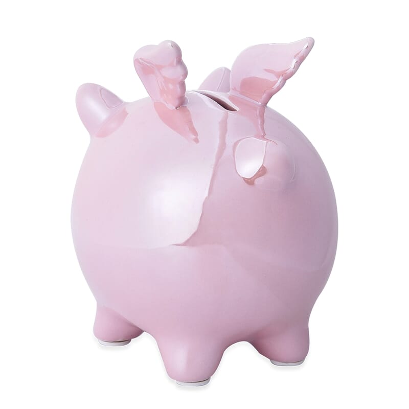 Pink Ceramic Flying Pig Money Bank, Flying Pig Piggy Bank, First Coin Bank, Best Birthday for Kids, Boys Girls Home Decoration