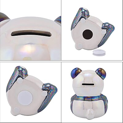 Black and White Ceramic Panda Money Bank, Panda Baby Piggy Bank, First Coin Bank, Best Birthday for Kids, Boys Girls Home Decoration