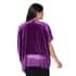 Purple Faux Velvety and Lace Flower Pattern Mid Length Kimono (One Size Fits Most, Polyester) image number 1