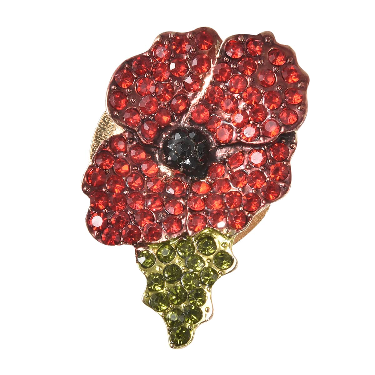 Multi Color Austrian Crystal Poppy Brooch in Silvertone image number 0