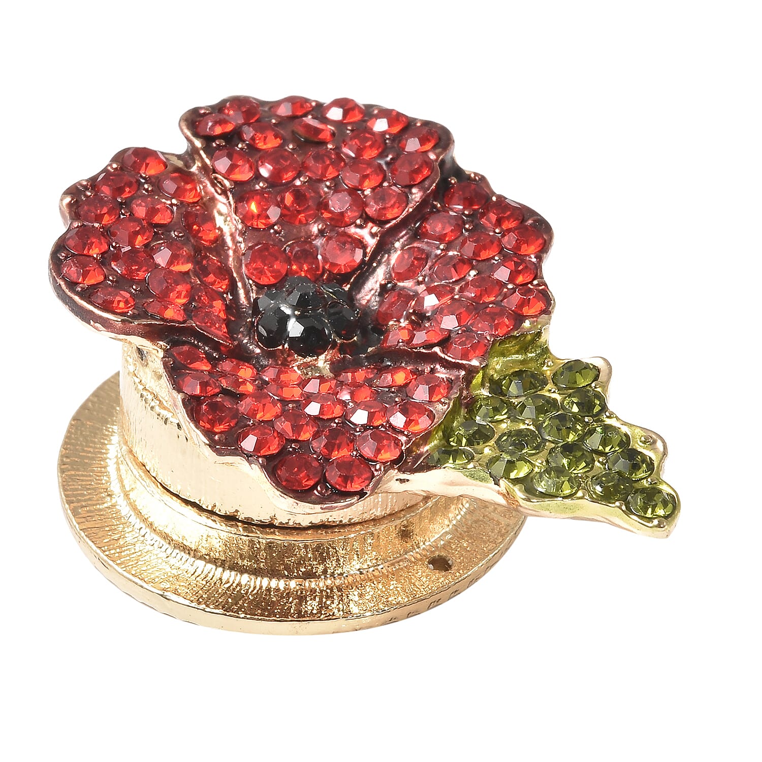 Multi Color Austrian Crystal Poppy Brooch in Silvertone