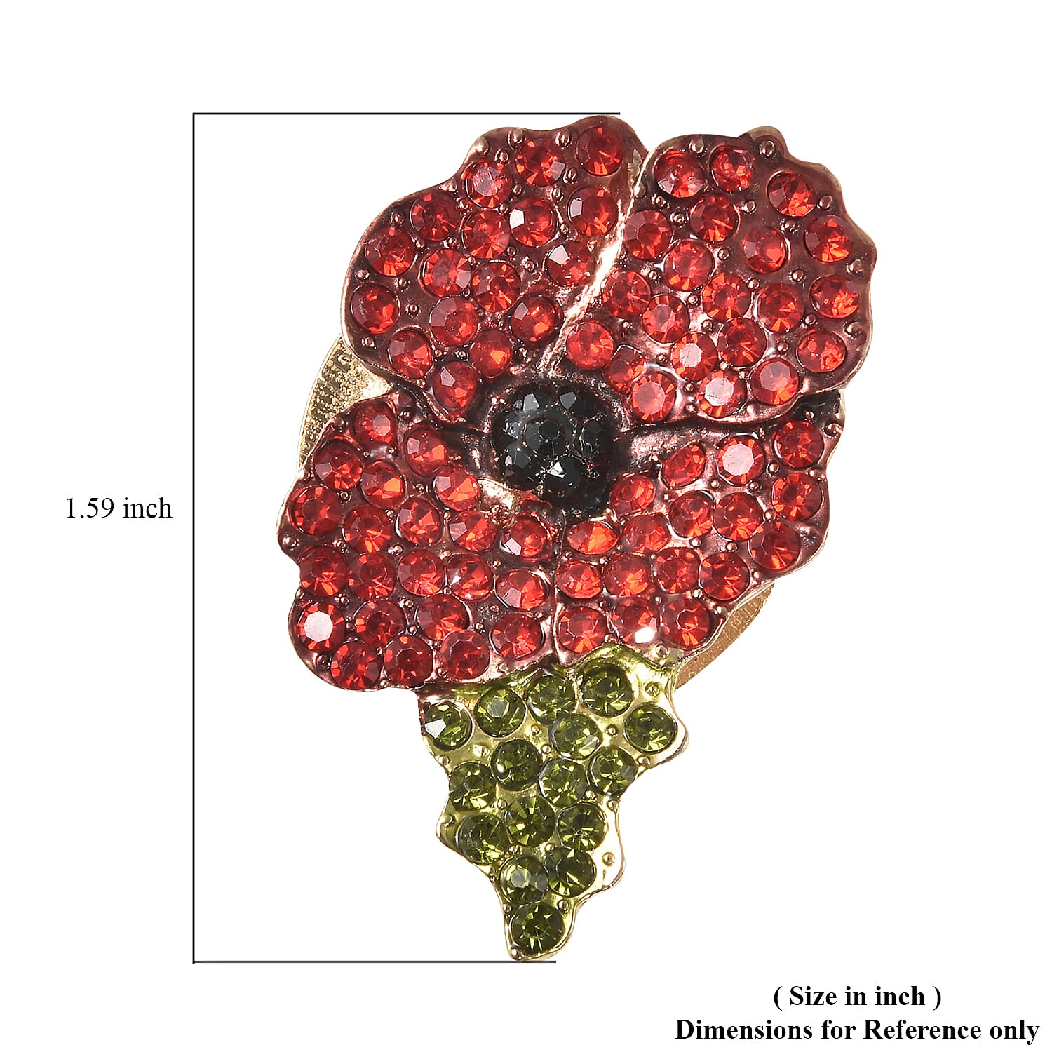 Multi Color Austrian Crystal Poppy Brooch in Silvertone