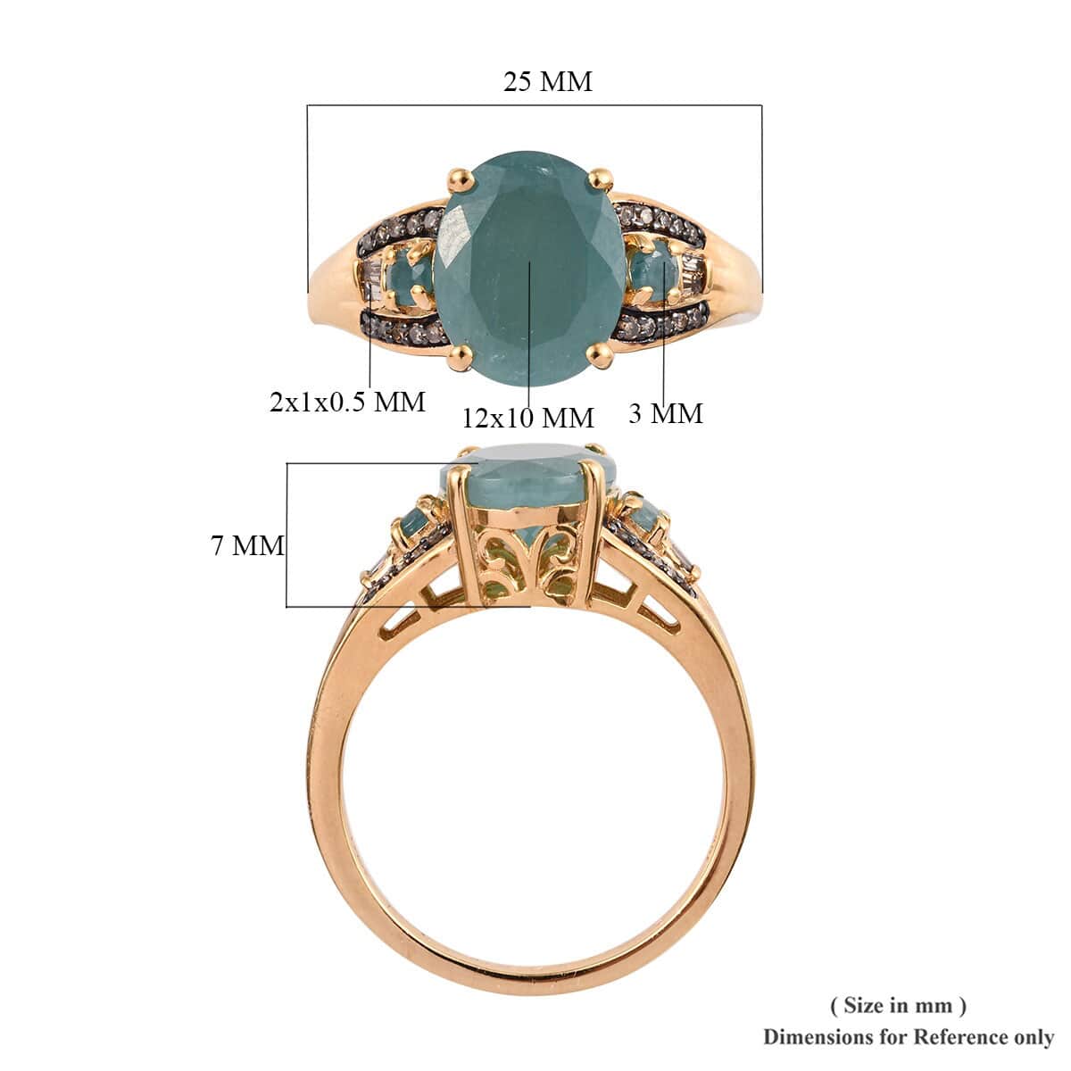 Grandidierite and Natural Champagne Diamond Ring in Vermeil Yellow Gold Over Sterling Silver (Size 6.0) 5.70 ctw image number 5