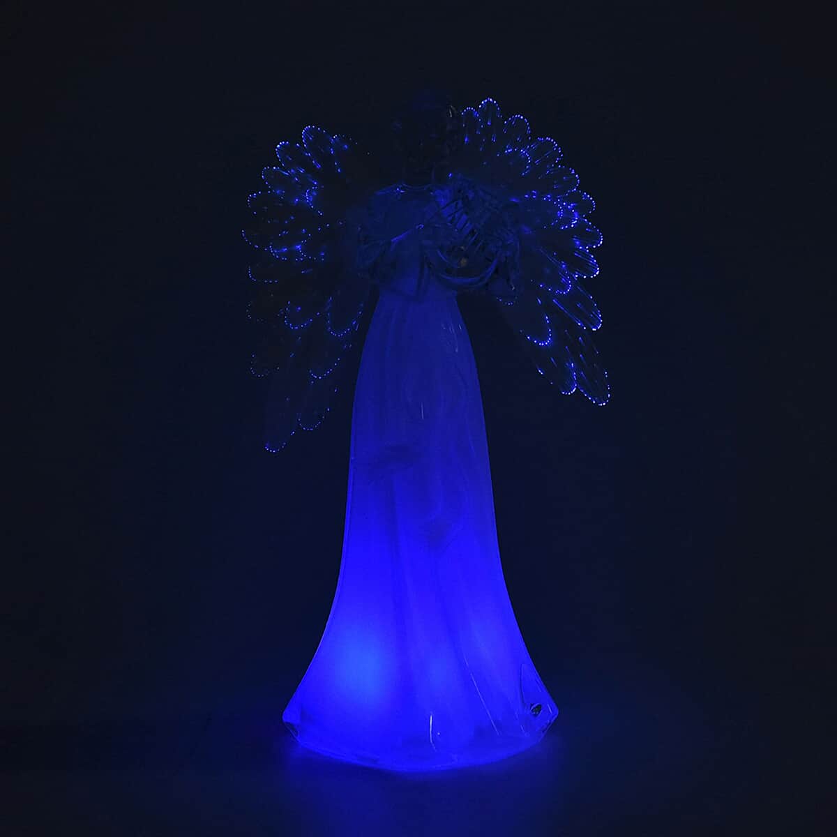 Angel Playing Harp with Color Changing LED Light (2AAA Batteries Not included) image number 1