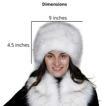 White Faux Fur Cossack Hat and Scarf (Polyester) image number 3