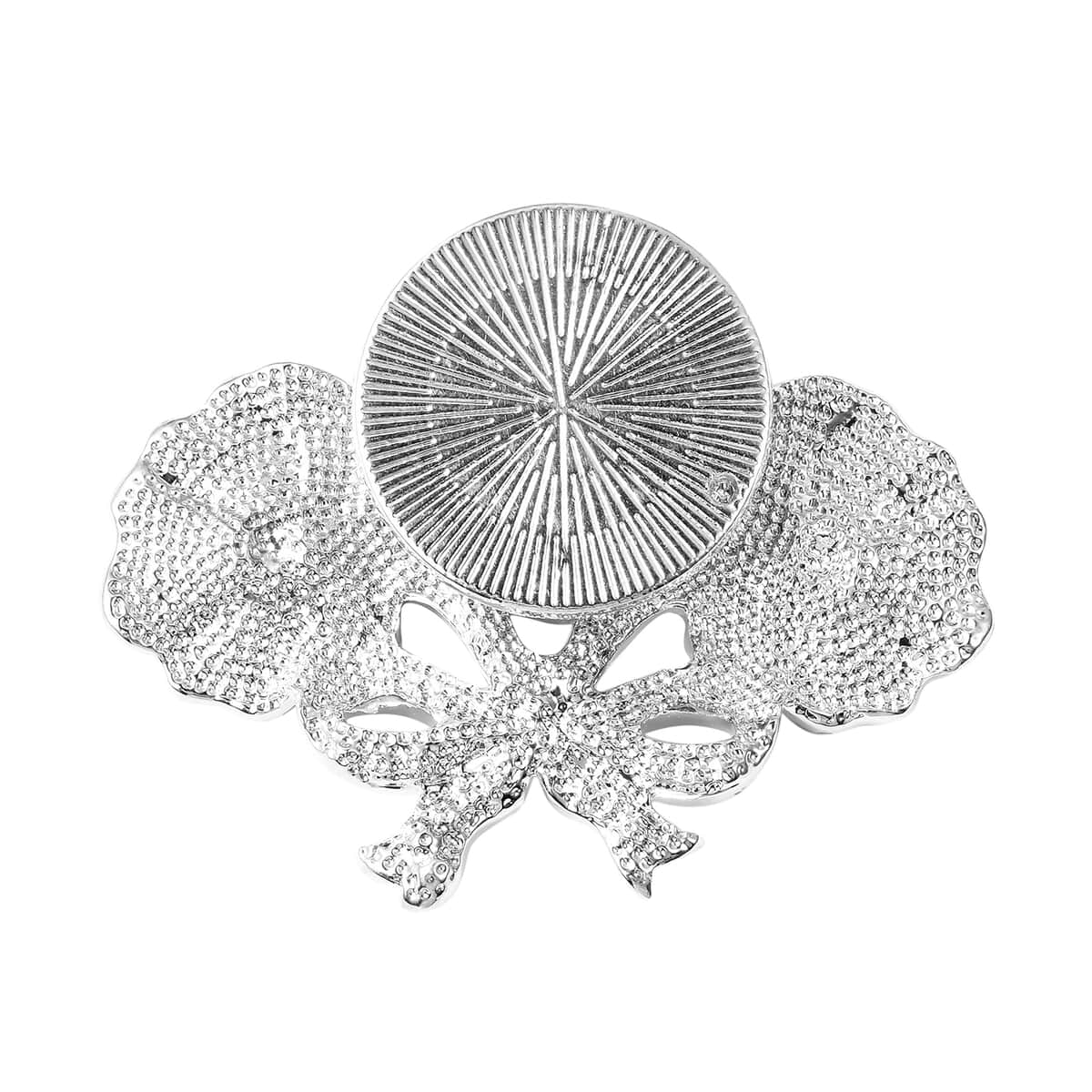 White Austrian Crystal Poppy Brooch in Silvertone image number 1