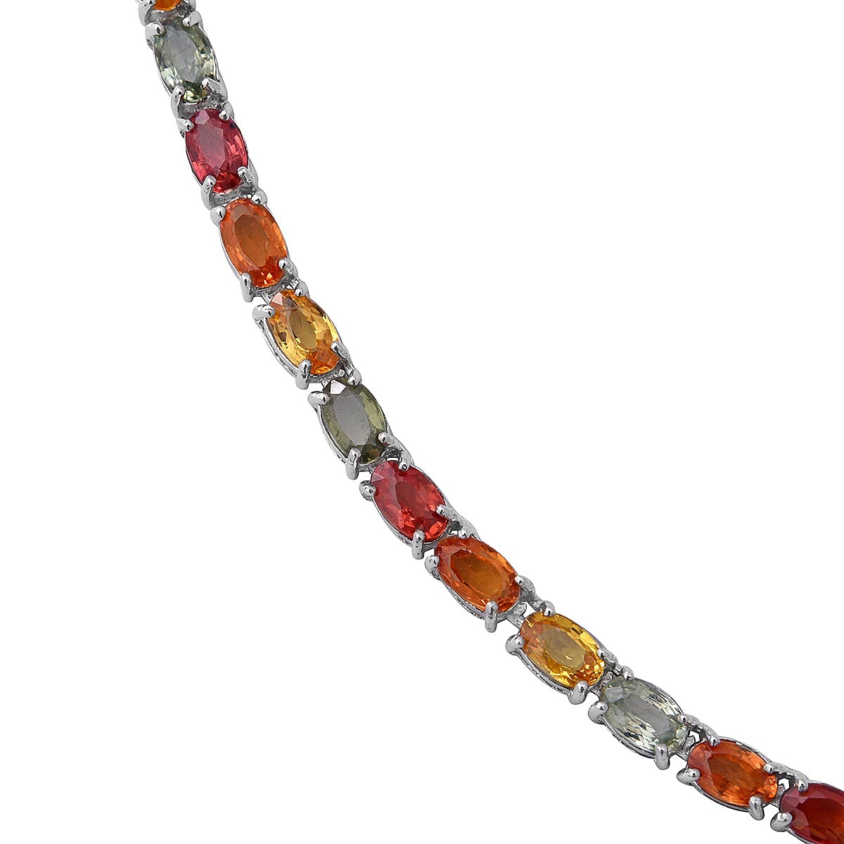 Multi Sapphire Tennis Necklace 18 Inches in Platinum Over Sterling Silver 23.25 ctw image number 2