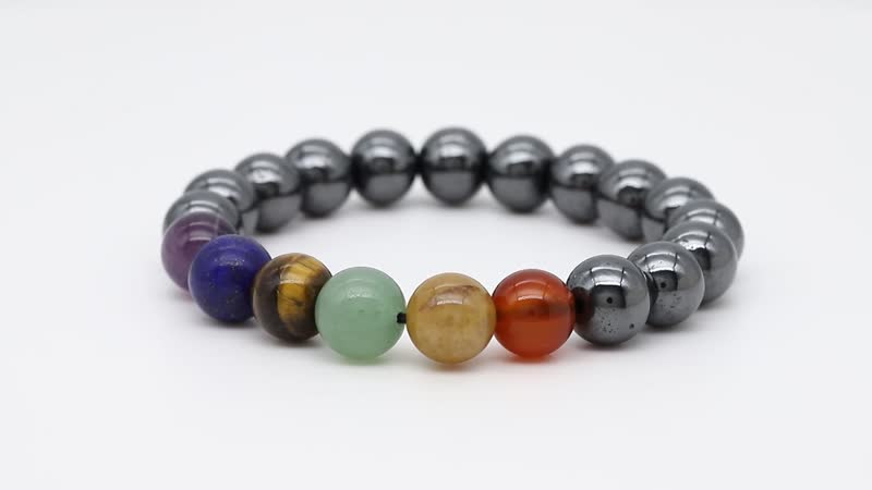 Magnetic by Design 15 ctw Multi Gemstone Stretch Bead Bracelet in Silvertone