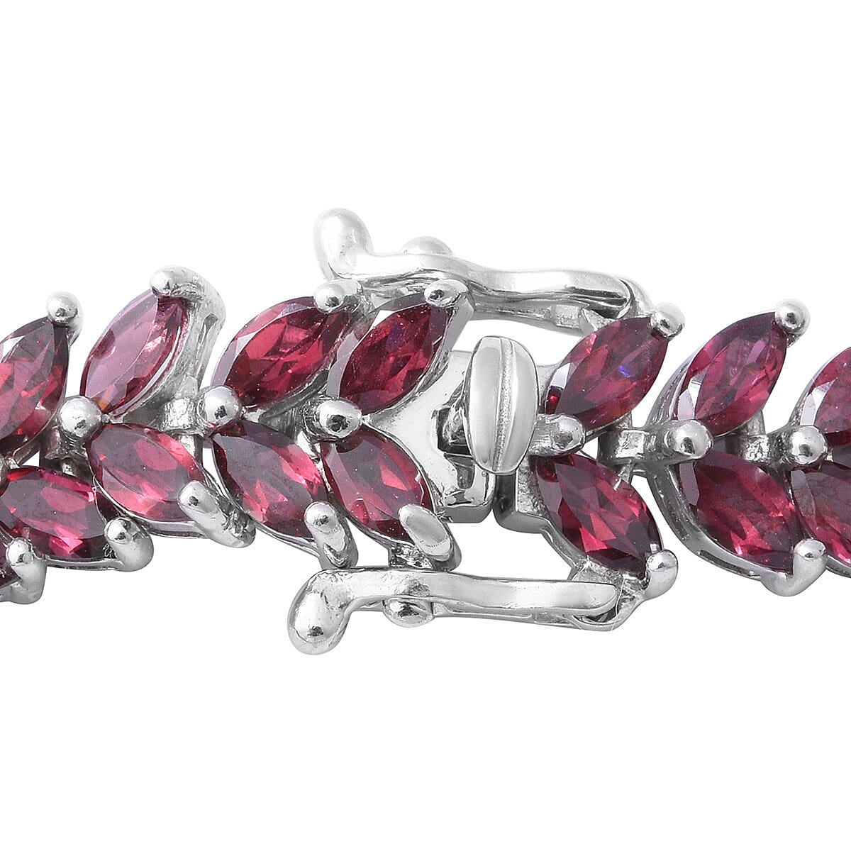 Orissa Rhodolite Garnet Bracelet in Platinum Over Sterling Silver (7.25 In) 16.85 Grams 17.50 ctw image number 1