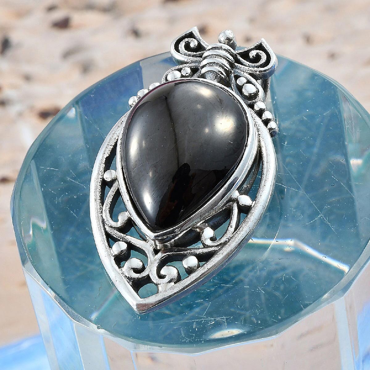 Artisan Crafted Elite Shungite Pendant in Sterling Silver 5.50 ctw image number 1