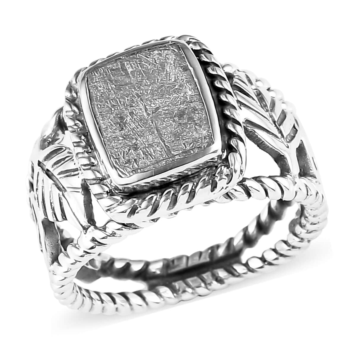 Marvelous Meteorite Ring in Sterling Silver (Size 5.0) image number 0