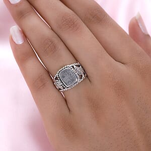 Artisan Crafted Marvelous Meteorite Ring in Sterling Silver (Size 7.0)