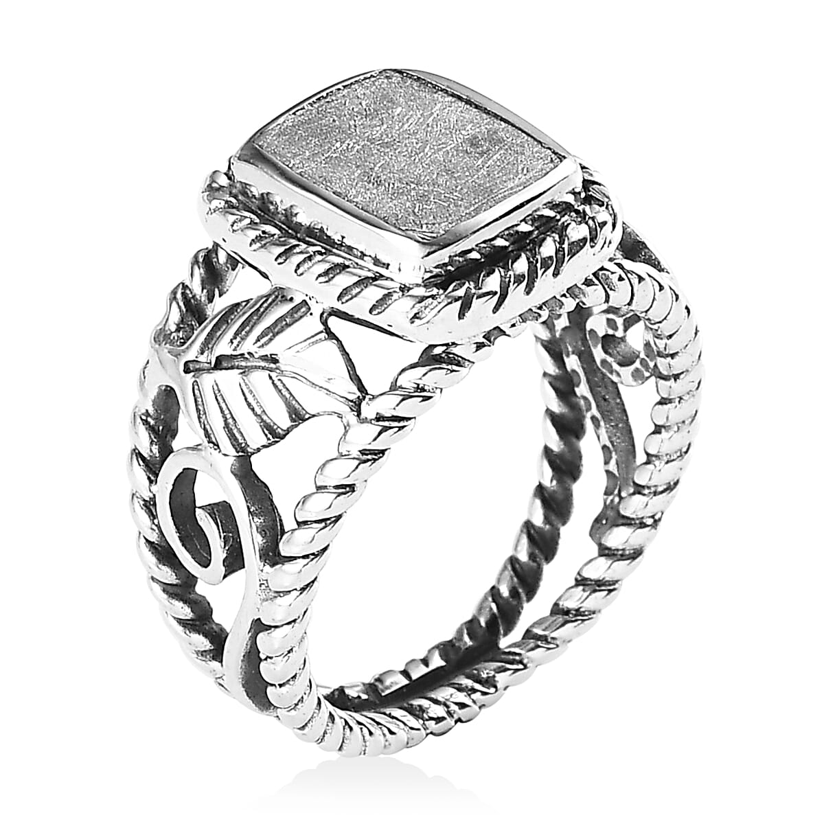 Artisan Crafted Marvelous Meteorite Ring in Sterling Silver (Size 7.0) image number 3
