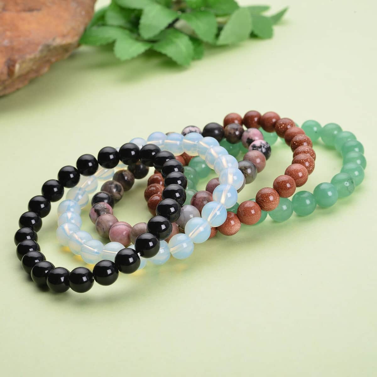 Set of 5 Multi Gemstone Beaded Stretch Bracelet 375.00 ctw image number 1