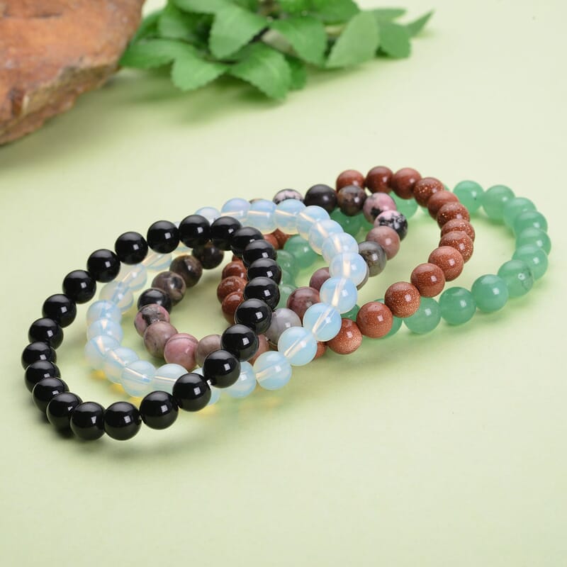 Set of 5 Multi Gemstone Beaded Stretch Bracelet 375.00 ctw