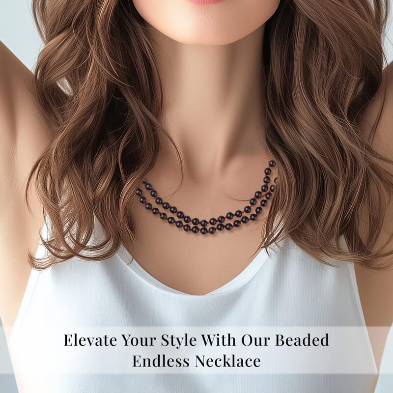 Mozambique Garnet Beaded Endless Necklace 34 Inches 379.00 ctw
