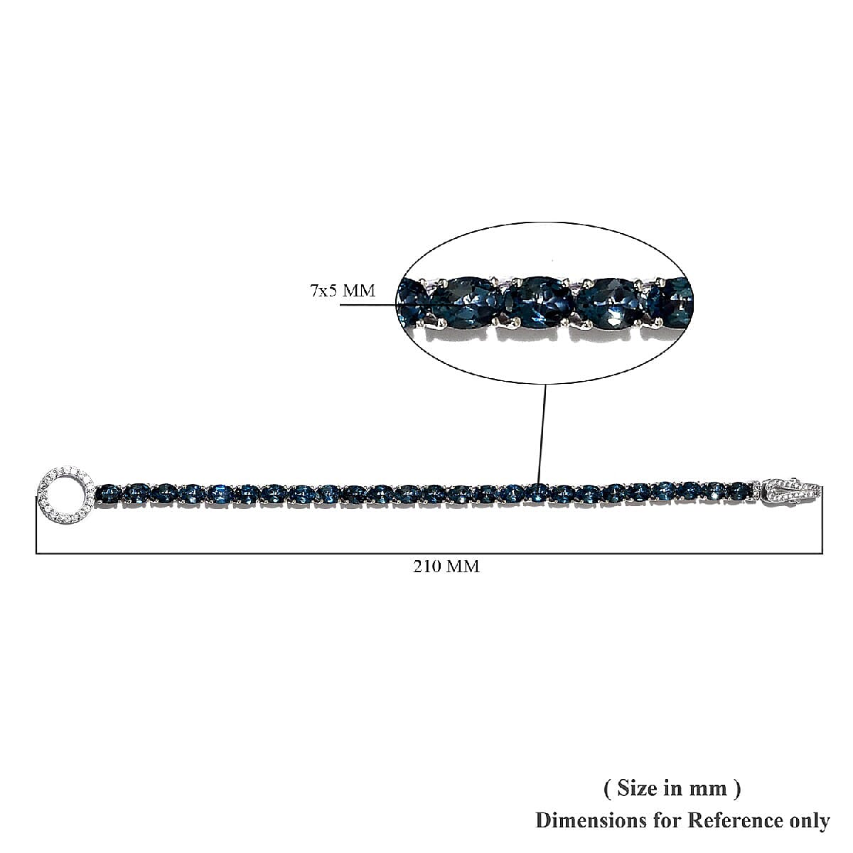 London Blue Topaz and Multi Gemstone Tennis Bracelet in Platinum Over Sterling Silver (8.00 In) 23.61 ctw