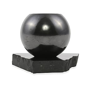 Floral Engraved Shungite Sphere with Stand (8cm) 275.80 ctw