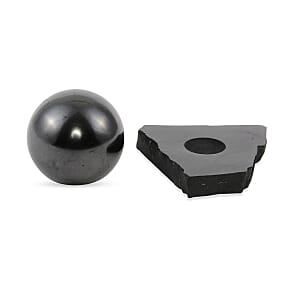 Floral Engraved Shungite Sphere with Stand (8cm) 275.80 ctw