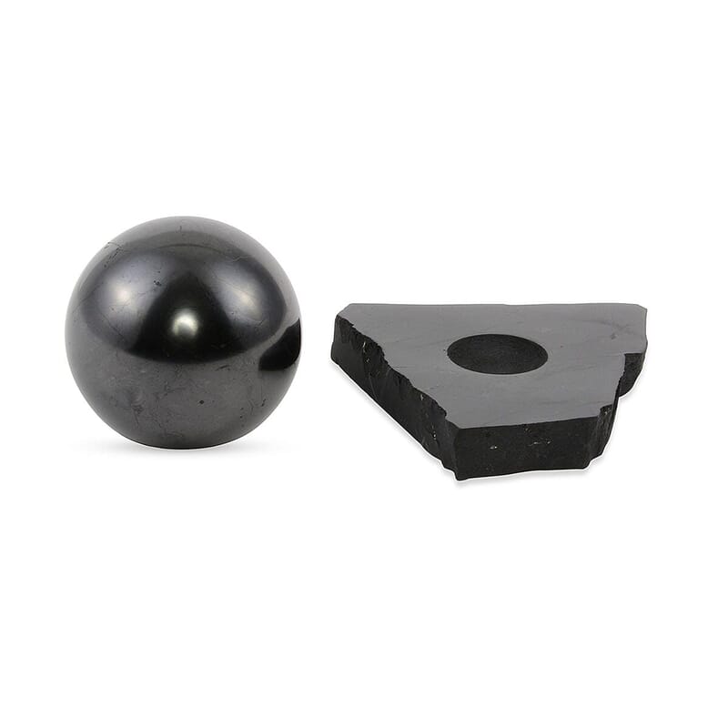Floral Engraved Shungite Sphere with Stand (8cm) 275.80 ctw