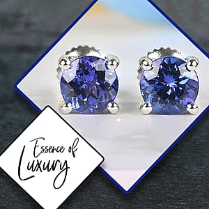 Rhapsody AAAA Tanzanite Earrings in 950 Platinum, Tanzanite Studs, Solitaire Platinum Earrings, Weddings Gifts, Birthday Gifts For Her