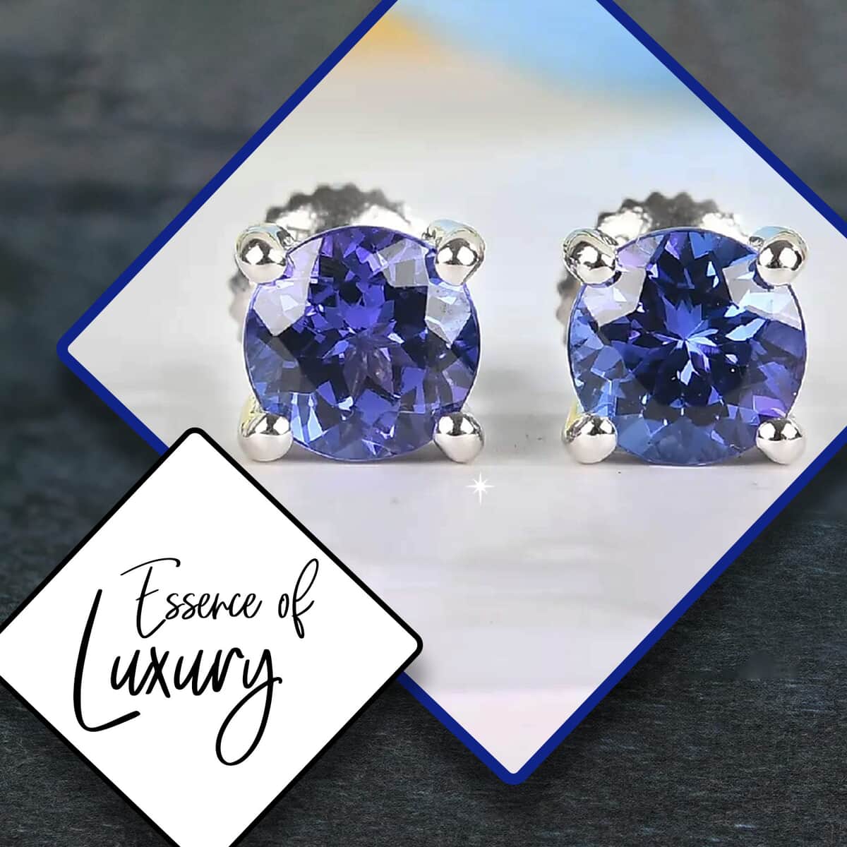 Rhapsody 950 Platinum AAAA Tanzanite Earrings, Tanzanite Studs, Solitaire Platinum Earrings, Weddings Gifts, Birthday Gifts For Her image number 1