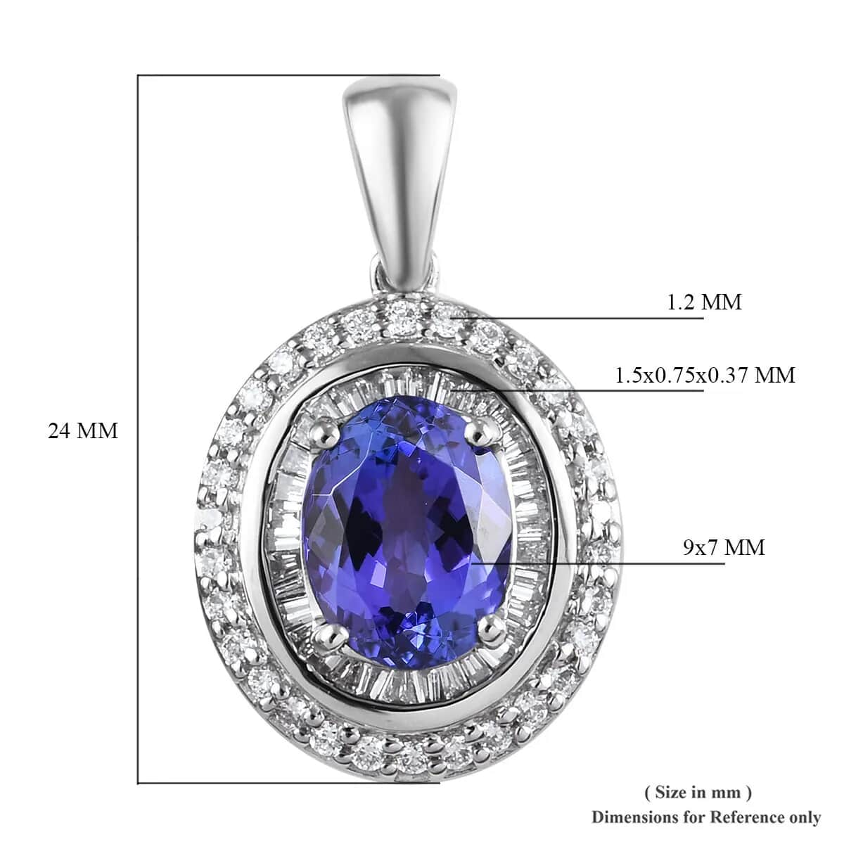 Rhapsody 950 Platinum AAAA Tanzanite Pendant, Platinum Diamond Pendant, Diamond Halo Pendant, Birthday Gifts For Her 2.50 ctw image number 6