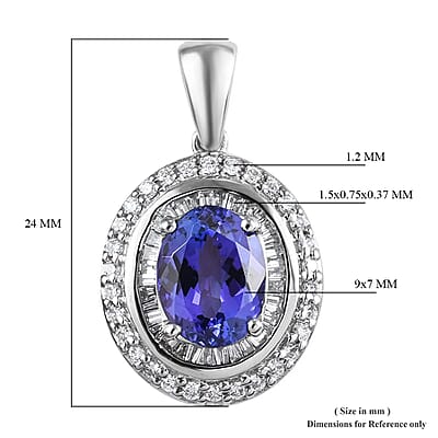 Rhapsody AAAA Tanzanite and Diamond 3.18 ctw Pendant in 950 Platinum, Diamond Halo Pendant, Birthday Gifts For Her