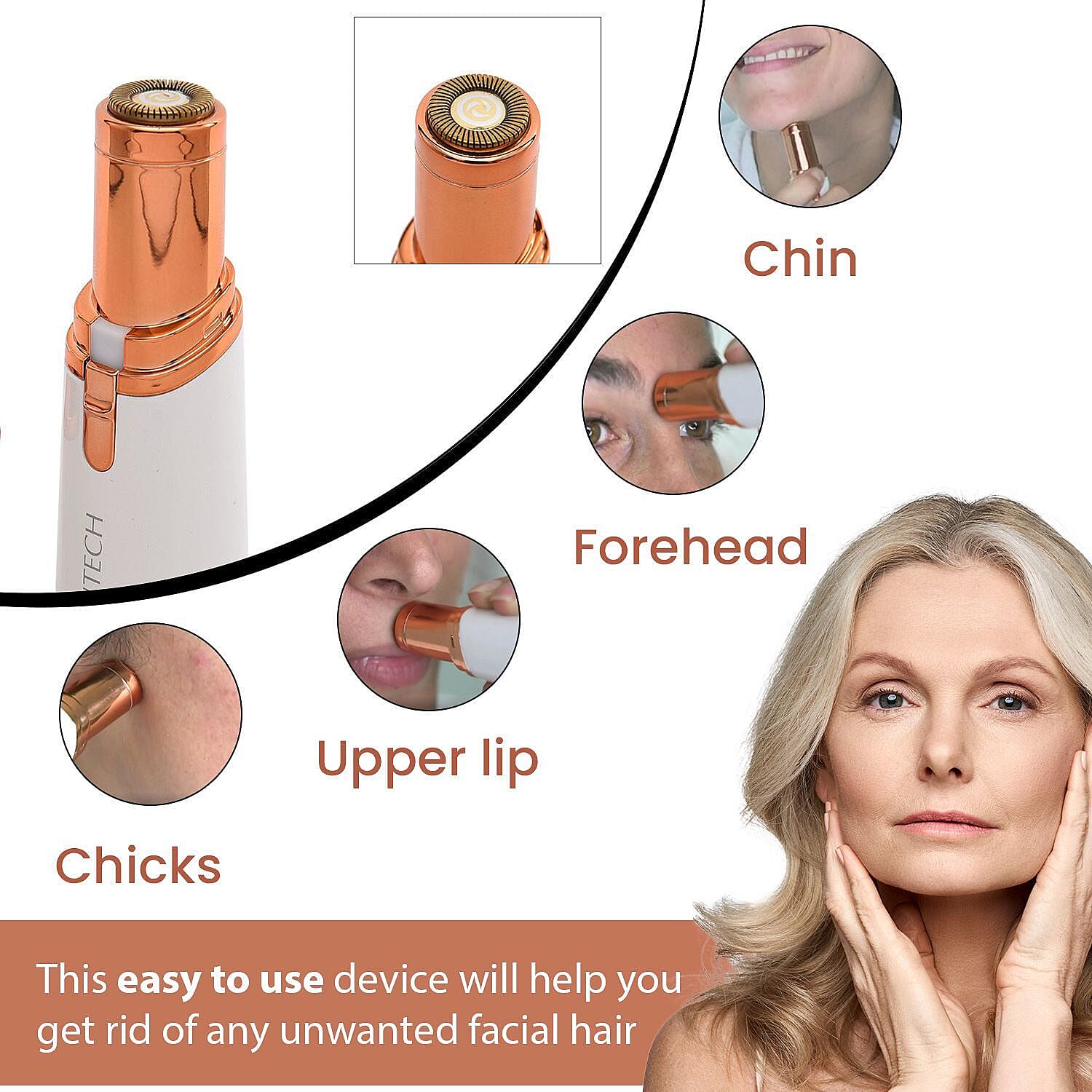 LED Light Painless Facial Hair Remover (1AA Required)