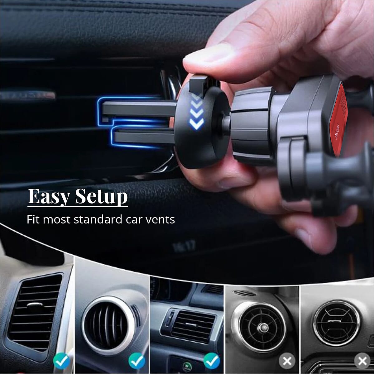 Set of 2 Red Mounted Gravity Car Phone Holder image number 3