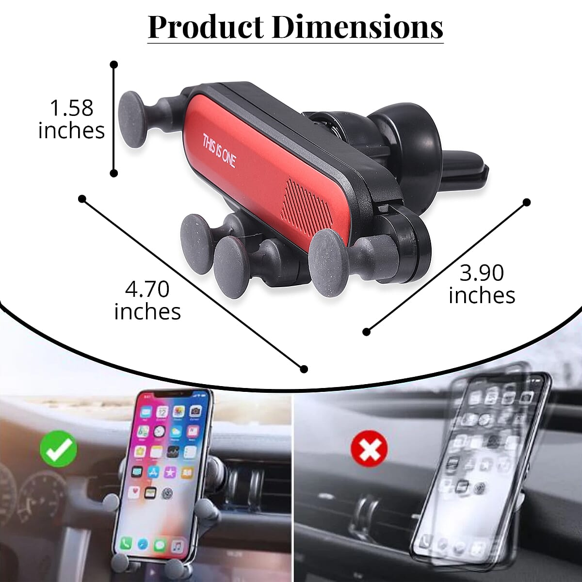 Set of 2 Red Mounted Gravity Car Phone Holder image number 4