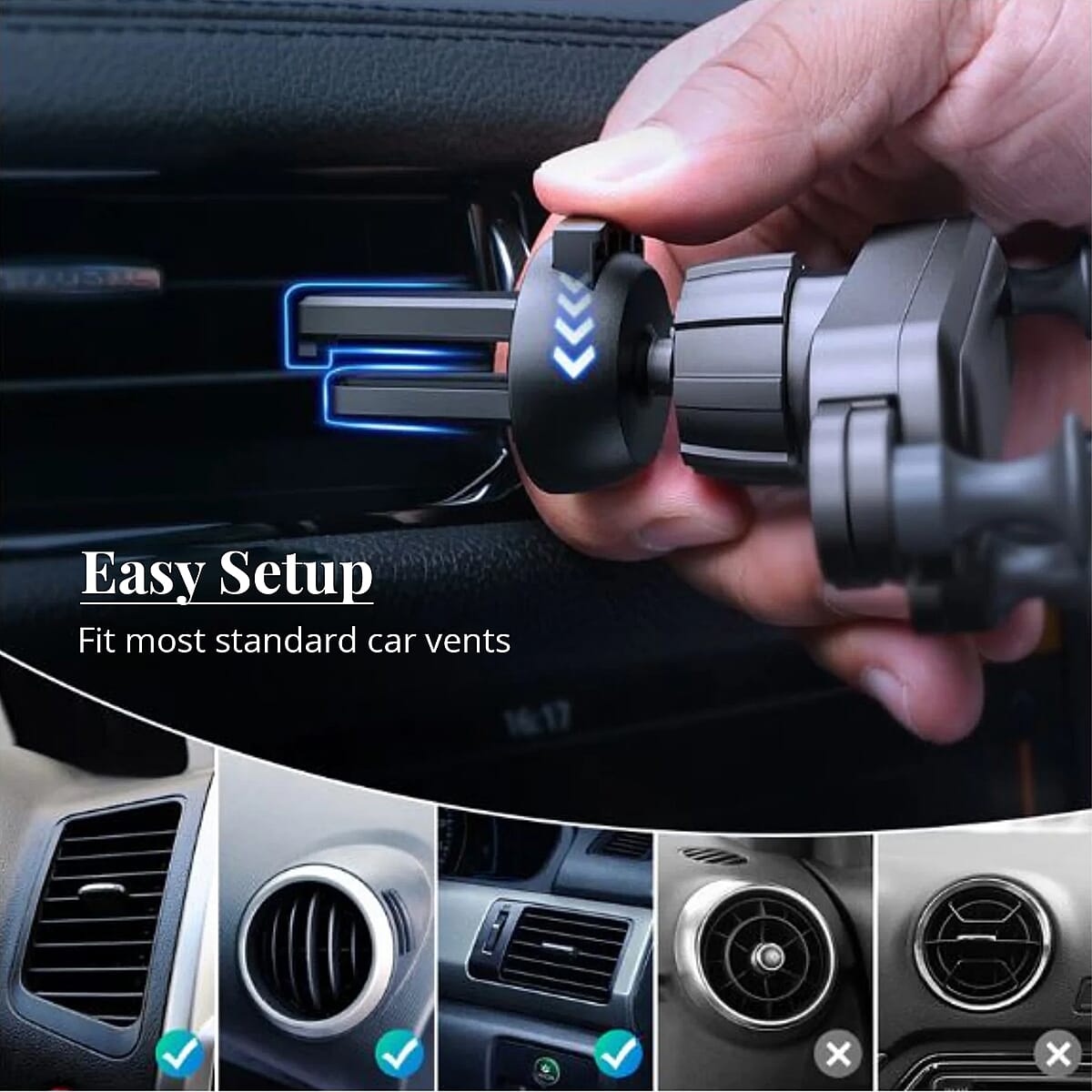 Set of 2 Black Mounted Gravity Car Phone Holder image number 3
