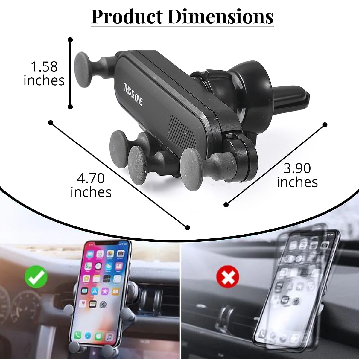 Set of 2 Black Mounted Gravity Car Phone Holder image number 4