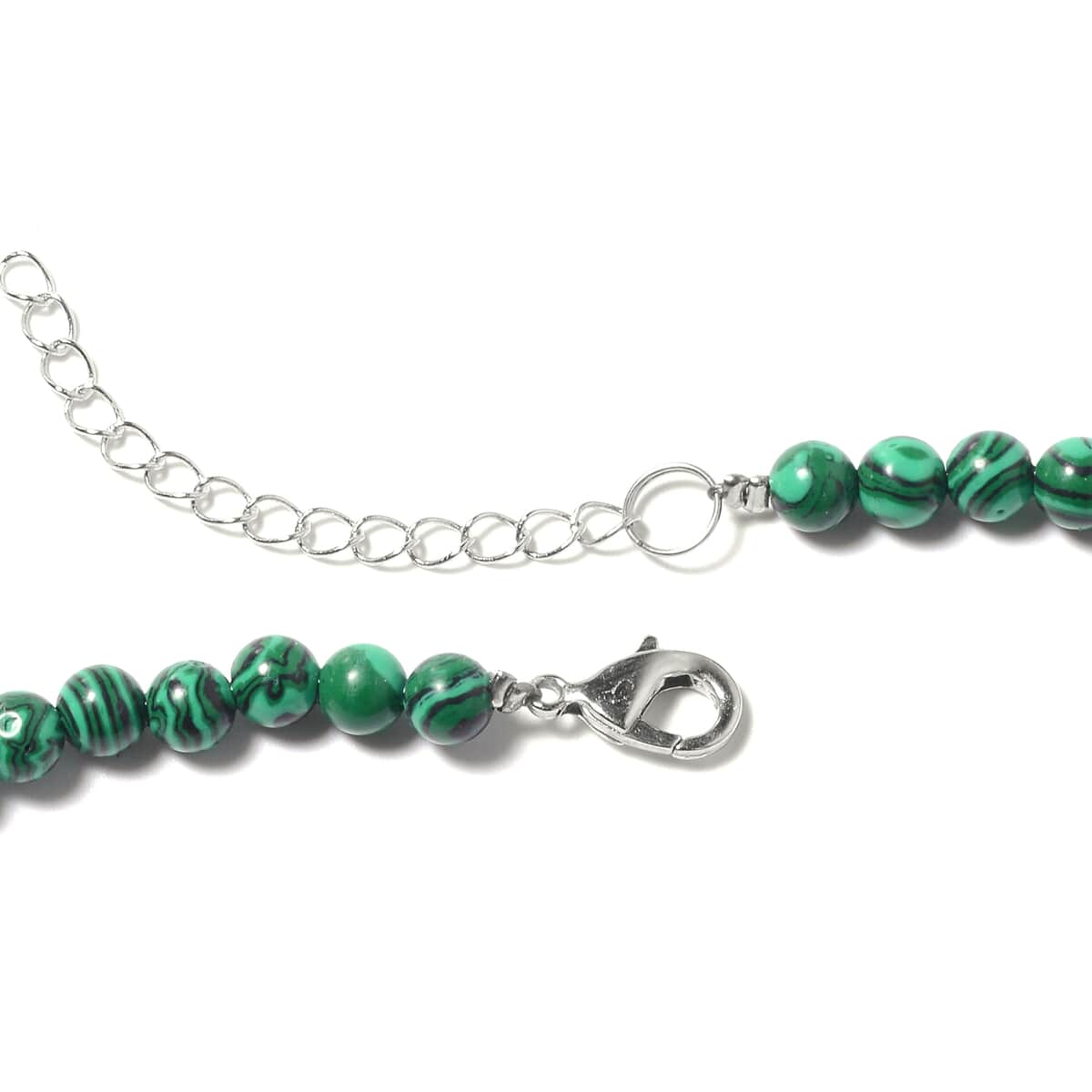 African Malachite, Stretch Bracelet, Earrings and Necklace (18.00 In) in Stainless Steel & Silvertone 533.50 ctw image number 3