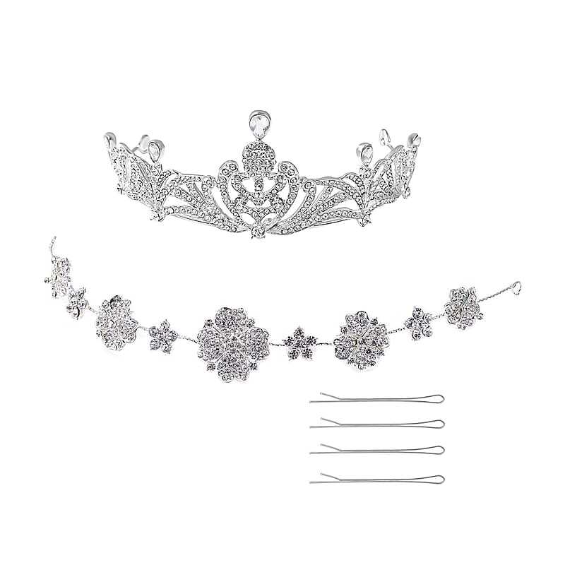 Hair Accessories Set, Hair Styling Accessories Kit, Austrian Crystal Tiara, Crystal Hair Band, Hair Pins Set, Tiara Headband, Blossom Crown