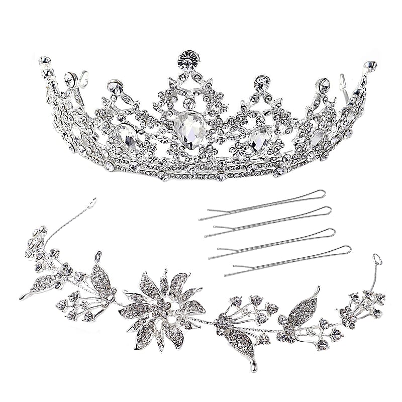 Hair Accessories Set, Hair Styling Accessories Kit, Austrian Crystal Tiara, Crystal Hair Band, Hair Pins Set, Tiara Headband, Blossom Crown