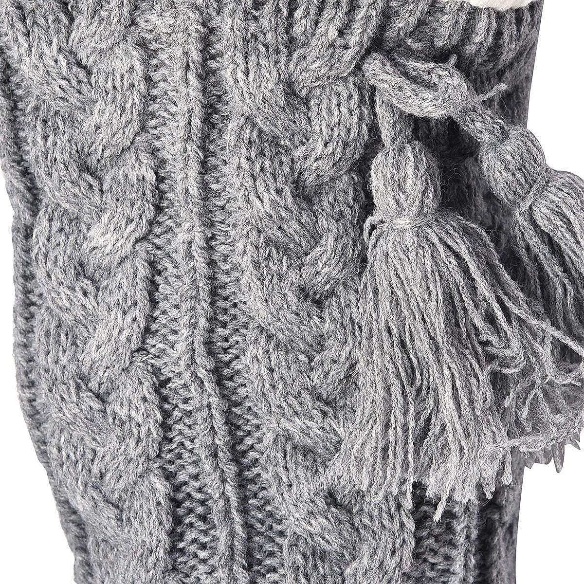 Set of 2 Warm & Fuzzy Red & Gray Cable Knitted Sherpa Lined Slipper Socks (Women's Size 5-10)
