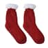 Homesmart Set of 2 Pairs Solid Wine and Pink with Inside Sherpa Acrylic Knitted Socks (Size 6-10) image number 1