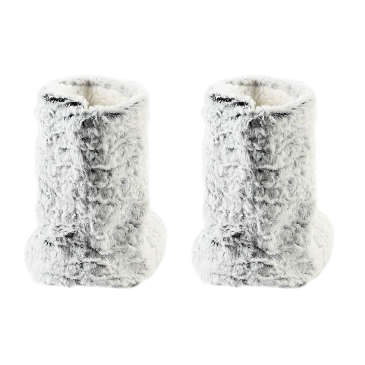 Homesmart Gray Microfiber Faux Fur, Sherpa Booties and Matching Ballerina Slippers (Women's Size 5-10) image number 3