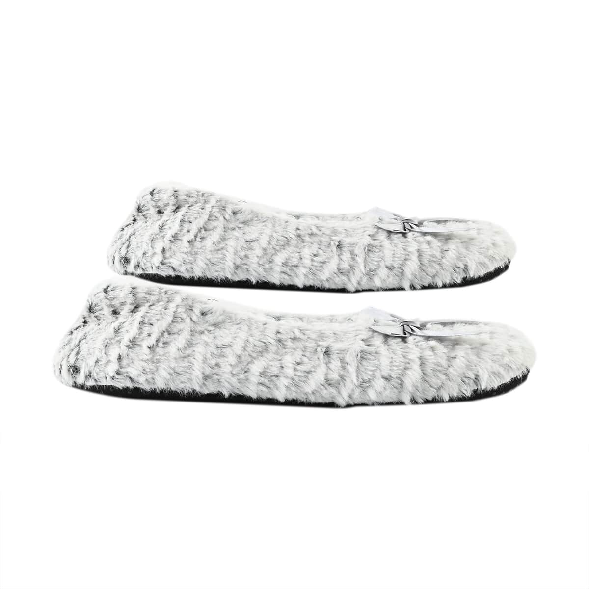 Homesmart Gray Microfiber Faux Fur, Sherpa Booties and Matching Ballerina Slippers (Women's Size 5-10) image number 4