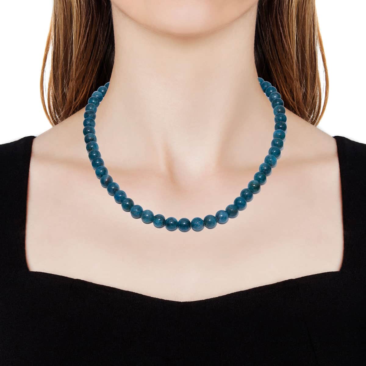 Paraiba Apatite Beaded Necklace with Magnetic Clasp 18 Inches in Sterling Silver 240 ctw image number 1