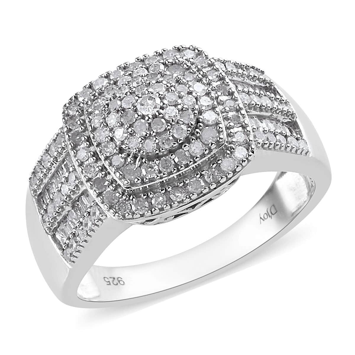 Diamond Ring in Platinum Over Sterling Silver (6.90 g) (Size 5.0) 1.00 ctw image number 0