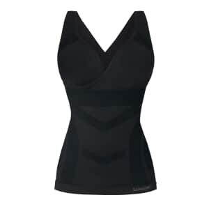 Sankom Patent Black Aloe Vera Fibers Body Shaping Camisole with Built-in Bra For Women  - S/M