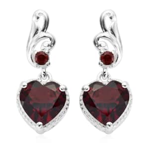 Mozambique Garnet 3.00 ctw Heart Earrings in Sterling Silver