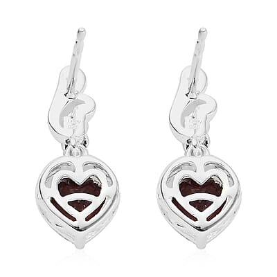 D'Joy Mozambique Garnet 3.00 ctw Heart Earrings in Sterling Silver