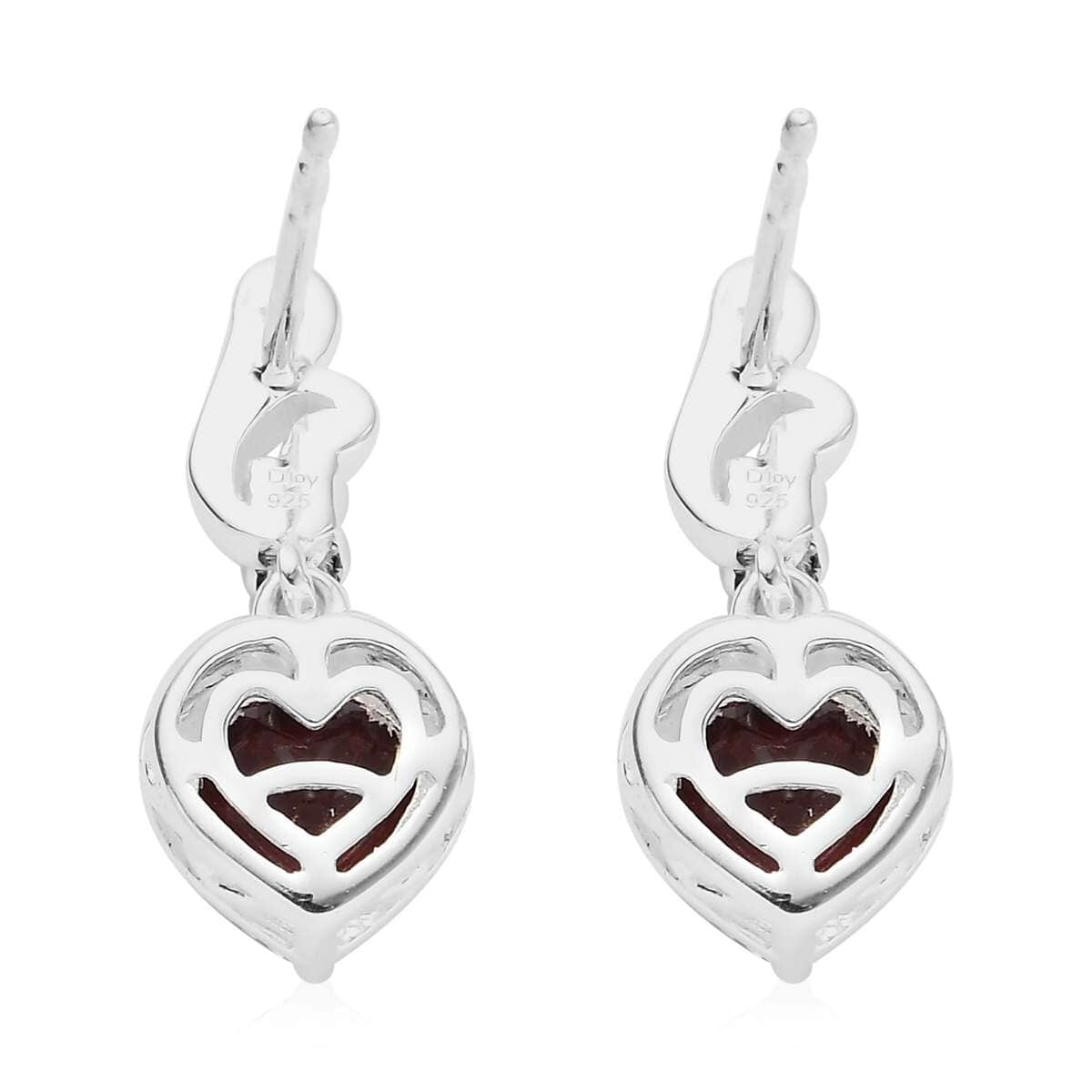 Mozambique Garnet Heart Earrings in Sterling Silver 3.00 ctw image number 5
